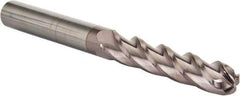 Hertel - 7/16" Diam, 2" LOC, 4 Flute Solid Carbide Ball End Mill - AlTiN Finish, Single End, 4" OAL, 7/16" Shank Diam, Spiral Flute - Apex Tool & Supply