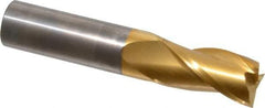 Hertel - 3/4", 1-1/2" LOC, 3/4" Shank Diam, 4" OAL, 3 Flute, Solid Carbide Square End Mill - Single End, TiN Finish, Spiral Flute, 30° Helix, Centercutting, Right Hand Cut - Apex Tool & Supply