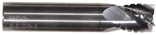 Hertel - 1/8" Diam, 3/4" LOC, 4 Flute Solid Carbide Roughing Square End Mill - TiN Finish, 2-1/4" OAL, 1/8" Shank Diam, Single End, Centercutting - Apex Tool & Supply