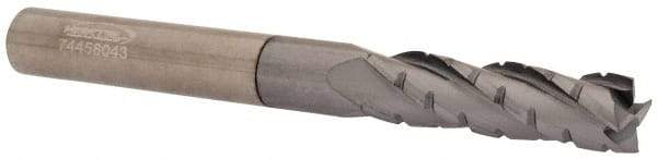 Hertel - 5/16" Diam, 1-1/8" LOC, 4 Flute Solid Carbide Roughing Square End Mill - TiCN Finish, 3" OAL, 5/16" Shank Diam, Single End, Centercutting - Apex Tool & Supply