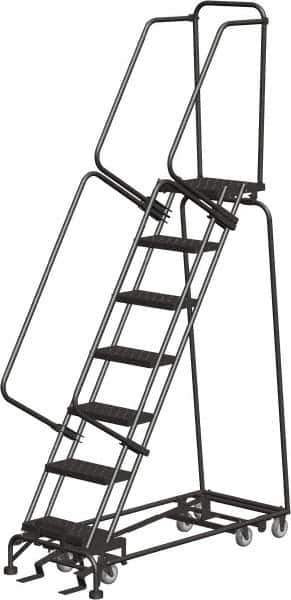 Ballymore - 103" 7 Step All-Directional Ladder - Rolling Safety Ladder, 450 Lb Capacity, 70" Platform Height, 24" Base Width x 55" Depth, Heavy-Duty Serrated Grating - Apex Tool & Supply