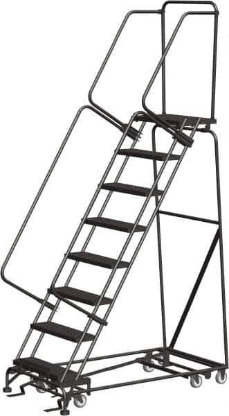 Ballymore - 113" 8 Step Ladder - Rolling Safety Ladder, 450 Lb Capacity, 80" Platform Height, 32" Base Width x 61" Depth, Expanded Metal Tread - Apex Tool & Supply