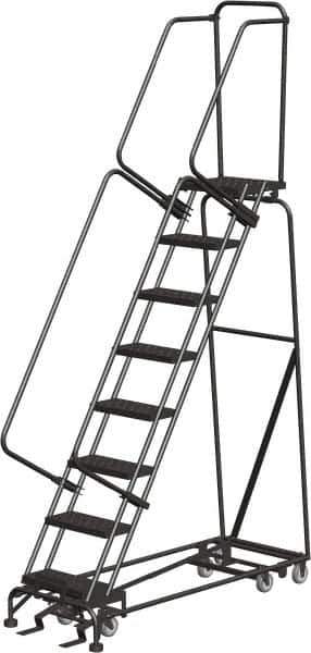 Ballymore - 113" 8 Step All-Directional Ladder - Rolling Safety Ladder, 450 Lb Capacity, 80" Platform Height, 24" Base Width x 61" Depth, Heavy-Duty Serrated Grating - Apex Tool & Supply
