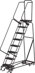 Ballymore - 113" 8 Step All-Directional Ladder - Rolling Safety Ladder, 450 Lb Capacity, 80" Platform Height, 24" Base Width x 61" Depth, Heavy-Duty Serrated Grating - Apex Tool & Supply