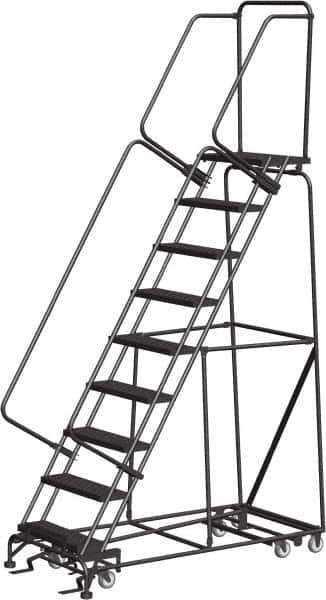Ballymore - 123" 9 Step All-Directional Ladder - 350 Lb Capacity, 90" Platform Height, 32" Base Width x 68" Depth, Perforated Tread - Apex Tool & Supply