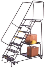 Ballymore - 103" 7 Step Ladder - Safety Stock Picking Ladder, 450 Lb Capacity, 70" Platform Height, 30" Base Width x 61" Depth, Perforated Tread - Apex Tool & Supply