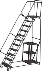 Ballymore - 143" 11 Step Stock-Picking Ladder - 450 Lb Capacity, 110" Platform Height, 32" Base Width x 87" Depth, Expanded Metal Tread - Apex Tool & Supply