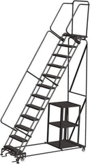 Ballymore - 153" 12 Step Stock-Picking Ladder - 450 Lb Capacity, 120" Platform Height, 32" Base Width x 87" Depth, Expanded Metal Tread - Apex Tool & Supply