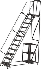 Ballymore - 153" 12 Step Ladder - Safety Stock Picking Ladder, 450 Lb Capacity, 120" Platform Height, 32" Base Width x 93" Depth, Perforated Tread - Apex Tool & Supply