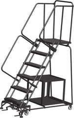 Ballymore - 93" 6 Step Ladder - Safety Stock Picking Ladder, 450 Lb Capacity, 60" Platform Height, 30" Base Width x 55" Depth, Expanded Metal Tread - Apex Tool & Supply