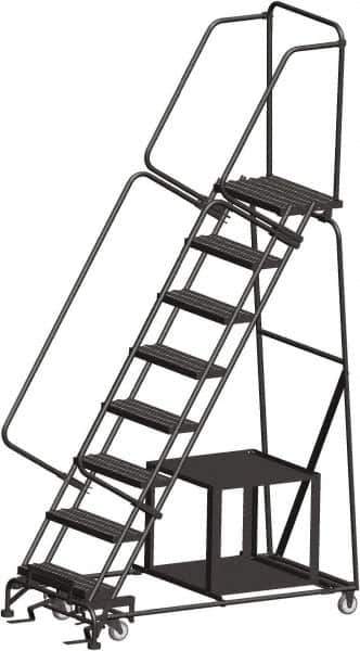 Ballymore - 113" 8 Step Ladder - Safety Stock Picking Ladder, 450 Lb Capacity, 80" Platform Height, 32" Base Width x 61" Depth, Expanded Metal Tread - Apex Tool & Supply