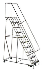 Ballymore - 143" 11 Step Ladder - Rolling Safety Ladder, 450 Lb Capacity, 110" Platform Height, 32" Base Width x 80" Depth, Perforated Tread - Apex Tool & Supply