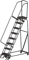 Ballymore - 113" 8 Step Ladder - Rolling Safety Ladder, 450 Lb Capacity, 80" Platform Height, 24" Base Width x 61" Depth, Heavy-Duty Serrated Grating - Apex Tool & Supply