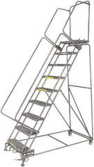 Ballymore - 123" 9 Step Ladder - 300 Lb Capacity, 90" Platform Height, 32" Base Width x 68" Depth, Perforated Tread - Apex Tool & Supply
