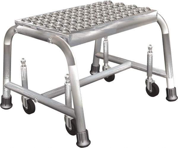 Ballymore - 12" 1 Step Ladder - Rolling Safety Ladder, 450 Lb Capacity, 12" Platform Height, 20" Base Width x 20" Depth, Perforated Tread - Apex Tool & Supply