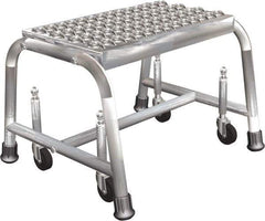 Ballymore - 12" 1 Step Ladder - Rolling Safety Ladder, 450 Lb Capacity, 12" Platform Height, 20" Base Width x 20" Depth, Perforated Tread - Apex Tool & Supply
