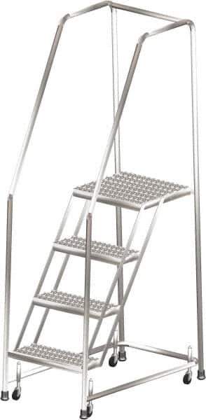 Ballymore - 73" 4 Step Ladder - 300 Lb Capacity, 40" Platform Height, 20" Base Width x 38" Depth, Heavy-Duty Serrated Grating - Apex Tool & Supply