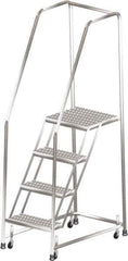 Ballymore - 73" 4 Step Ladder - 300 Lb Capacity, 40" Platform Height, 20" Base Width x 38" Depth, Perforated Tread - Apex Tool & Supply