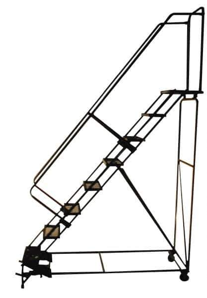 Ballymore - 113" 8 Step Ladder - Rolling Safety Ladder, 450 Lb Capacity, 80" Platform Height, 24" Base Width x 76" Depth, Expanded Metal Tread - Apex Tool & Supply