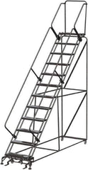 Ballymore - 153" 12 Step Ladder - 350 Lb Capacity, 120" Platform Height, 32" Base Width x 116" Depth, Abrasive Mat Tread - Apex Tool & Supply
