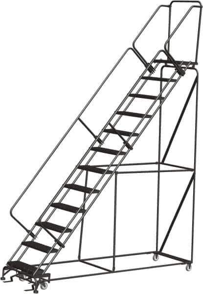 Ballymore - 153" 12 Step Ladder - 350 Lb Capacity, 120" Platform Height, 32" Base Width x 116" Depth, Expanded Metal Tread - Apex Tool & Supply