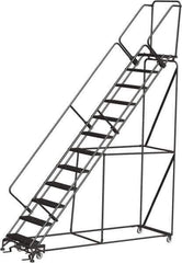 Ballymore - 153" 12 Step Ladder - 350 Lb Capacity, 120" Platform Height, 32" Base Width x 116" Depth, Expanded Metal Tread - Apex Tool & Supply