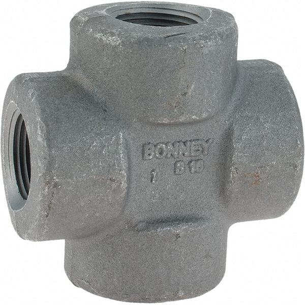 Made in USA - Size 3/4", Class 3,000, Forged Carbon Steel Black Pipe Cross - 3,000 psi, Threaded End Connection - Apex Tool & Supply