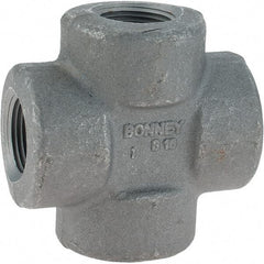 Made in USA - Size 3/4", Class 3,000, Forged Carbon Steel Black Pipe Cross - 3,000 psi, Threaded End Connection - Apex Tool & Supply