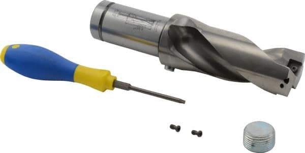 Iscar - 3-1/2" Max Drill Depth, 2xD, 1-3/4" Diam, Indexable Insert Drill - 2 Inserts, 1-1/2" Shank Diam, Straight Shank - Apex Tool & Supply