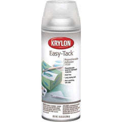 Krylon - 11 oz Aerosol Clear Spray Adhesive - Low Tack, 120°F Heat Resistance, 15 Sq Ft Coverage, Low Strength Bond, 180 min Max Bonding Time, Flammable - Apex Tool & Supply
