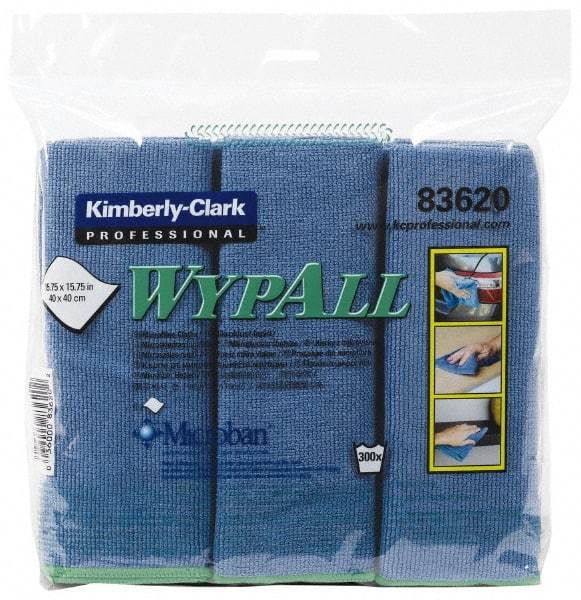 WypAll - Reusable Microfiber Wipes - Packet, 15-3/4" x 15-3/4" Sheet Size, Blue - Apex Tool & Supply