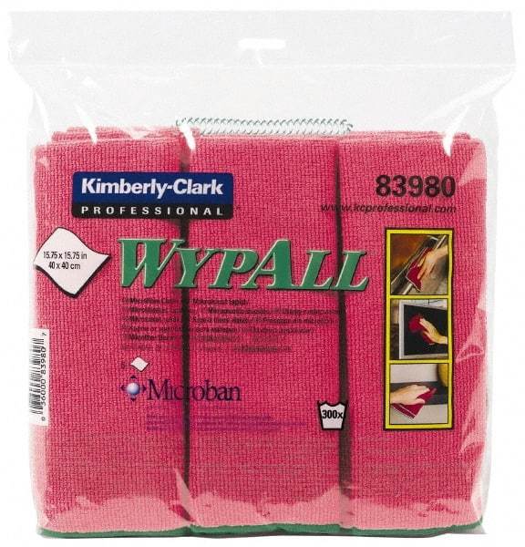 WypAll - Reusable Microfiber Wipes - Packet, 15-3/4" x 15-3/4" Sheet Size, Red - Apex Tool & Supply