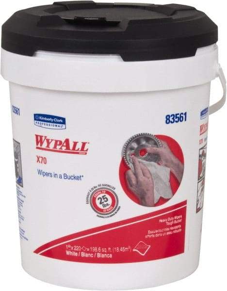 WypAll - Reusable Shop Towel/Industrial Wipes - Pop-Up, 13" x 10" Sheet Size, White - Apex Tool & Supply