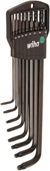 Wiha - 8 Piece T9 to T40 Chrome Vanadium Molybdenum L-Key Torx Key Set - T9, T10, T15, T20, T25, T27, T30, T40 Torx Size - Apex Tool & Supply