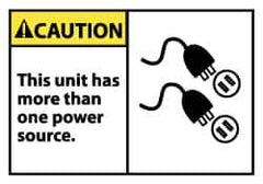 NMC - Accident Prevention Label, Header: CAUTION - Legend: Caution - This Unit Has More Than One Power Source, English, Black, Yellow & White, 5" Long x 3" High, Sign Muscle Finish - Apex Tool & Supply