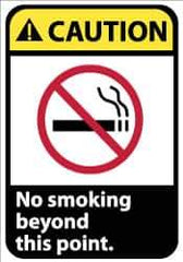 NMC - "Caution - No Smoking Beyond This Point", 14" Long x 10" Wide, Aluminum Safety Sign - Rectangle, 0.04" Thick, Use for Accident Prevention - Apex Tool & Supply