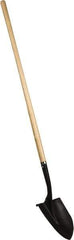 PRO-SOURCE - 11" High x 9-1/2" Wide Round Steel Shovel - 48" Long Wood Straight Handle, Front Turned - Apex Tool & Supply