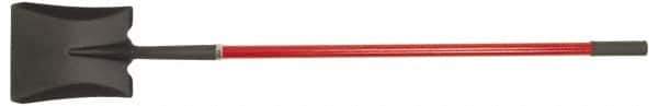 PRO-SOURCE - 11" High x 9-1/2" Wide Square Steel Shovel - 48" Long Fiberglass Straight Handle, Front Turned - Apex Tool & Supply