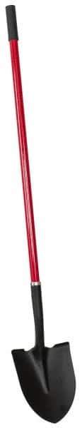 PRO-SOURCE - 11-1/2" High x 8-3/4" Wide Round Steel Shovel - 48" Long Fiberglass Straight Handle, Front Turned - Apex Tool & Supply