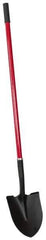 PRO-SOURCE - 11-1/2" High x 8-3/4" Wide Round Steel Shovel - 48" Long Fiberglass Straight Handle, Front Turned - Apex Tool & Supply