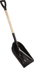PRO-SOURCE - 14" High x 18" Wide Square Plastic Shovel - 29" Long Wood D-Grip Handle - Apex Tool & Supply