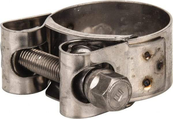 Mikalor - 1-1/4" Hose, 0.78" Wide x 0.04" Thick, T-Bolt Hose Clamp - 1.22 to 1.34" Diam, Stainless Steel - Apex Tool & Supply
