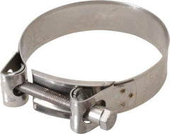 Mikalor - 3-3/4" Hose, 0.98" Wide x 0.04" Thick, T-Bolt Hose Clamp - 3.58 to 3.82" Diam, Stainless Steel - Apex Tool & Supply