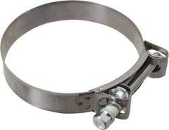 Mikalor - 5-1/4" Hose, 1.1" Wide x 0.051" Thick, T-Bolt Hose Clamp - 5.11 to 5.51" Diam, Stainless Steel Band, Housing & Zinc Plated Screw - Apex Tool & Supply