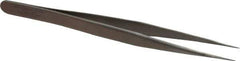 Aven - 4-3/4" OAL 1-SA Precision Tweezers - Stainless Steel, 1-SA Pattern - Apex Tool & Supply
