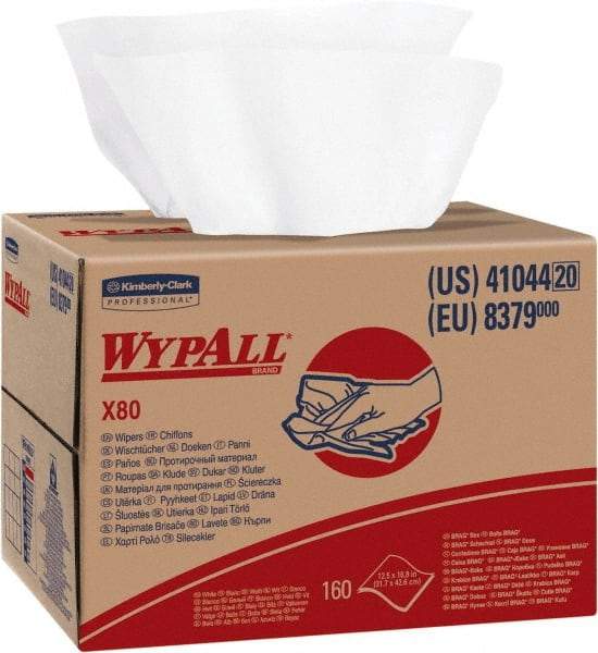 WypAll - X80 Dry Shop Towel/Industrial Wipes - Brag Box/Double Top Box, 16-3/4" x 12-1/2" Sheet Size, White - Apex Tool & Supply