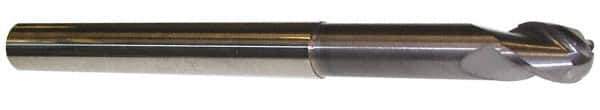 ProMax - 1/2" Diam, 5/8" LOC, 3 Flute Solid Carbide Ball End Mill - AlTiN Finish, Single End, 6" OAL, 1/2" Shank Diam, Spiral Flute - Apex Tool & Supply