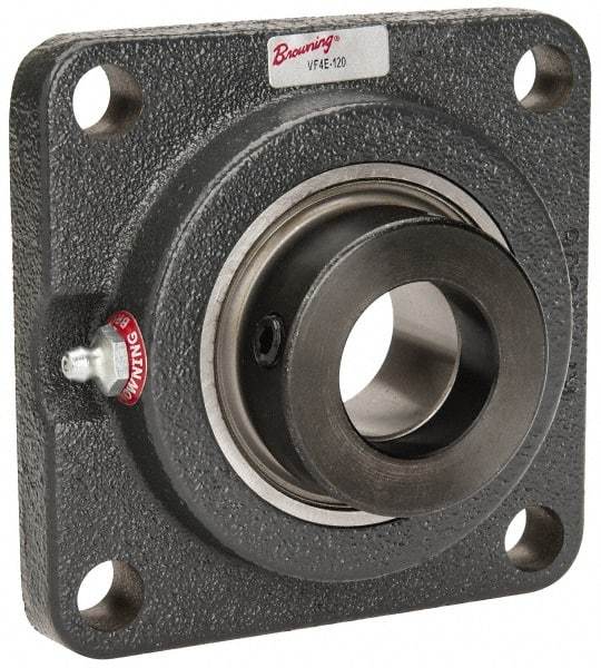 Browning - 1-1/4" ID, 4-5/8" OAL x 4-5/8" OAH 4-Bolt Flange - 3,493 Lb Static Cap, 5,782 Lb Dyn Cap, 3-5/8" Btw Mnt Hole Ctrs, Cast Iron - Apex Tool & Supply