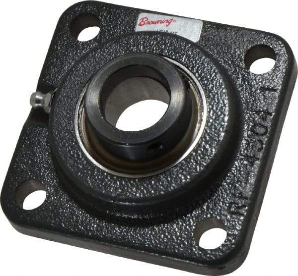 Browning - 1" ID, 3-3/4" OAL x 3-3/4" OAH 4-Bolt Flange - 1,651 Lb Static Cap, 2,801 Lb Dyn Cap, 2-3/4" Btw Mnt Hole Ctrs, Cast Iron - Apex Tool & Supply