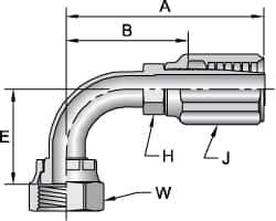 Parker - 9/16-18 SAE Steel Hydraulic Hose Female Seal-Lok Swivel 90° Elbow & Short Drop - 6,000 psi, -4 Hose Size, 1/4" Hose Diam - Apex Tool & Supply